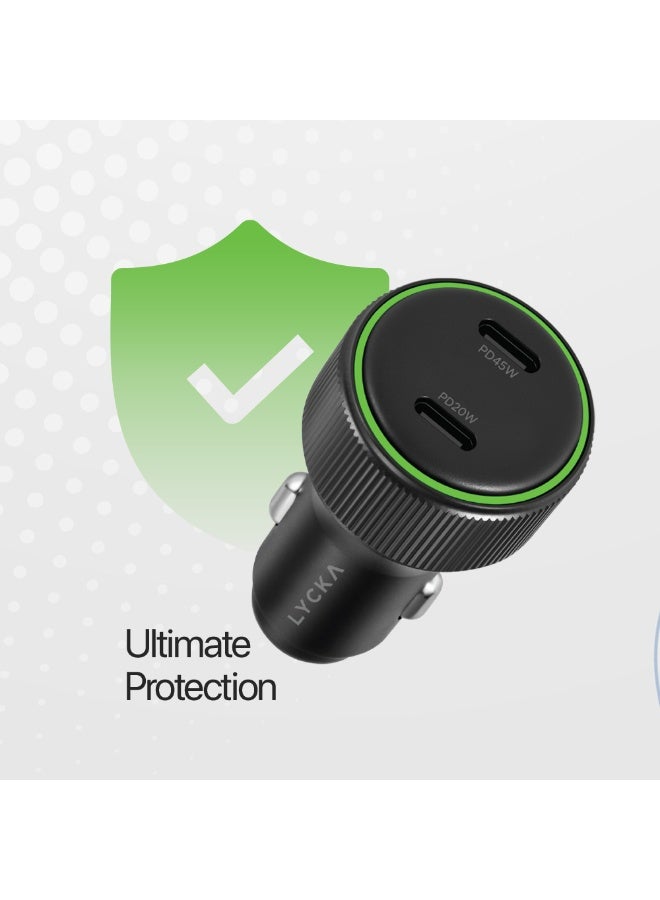 LYCKA Rocket CC65 65W Dual Port Fast Car Adapter Black - Image 4